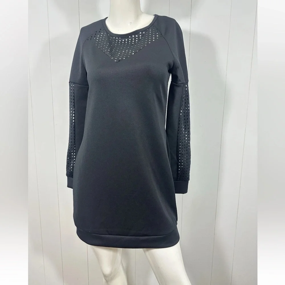 Fabletics Sweatshirt Dress Women Size S Black Tilly Athletic Dress Mini Dress - Picture 3 of 13